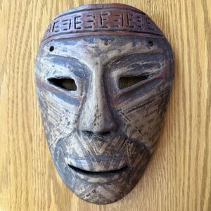 Handmade Ceramic Tribal Mask Wall Art Sculpture Vintage Boho Decor Bohemian